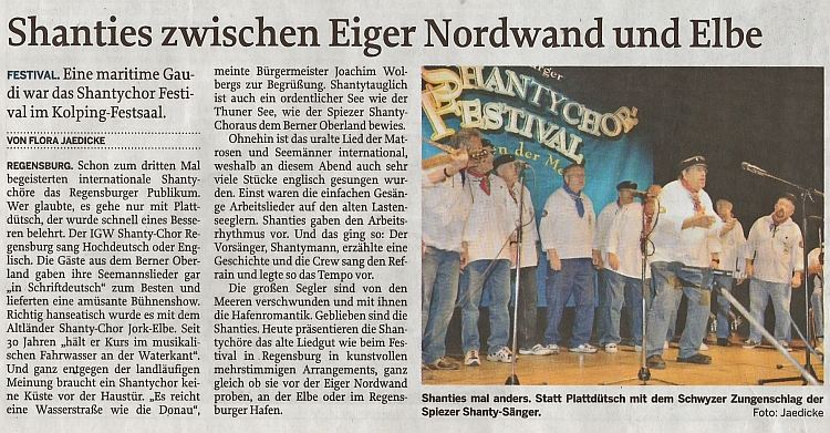 Zeitungsbericht der MZ Regensburg vom 11.04.2011